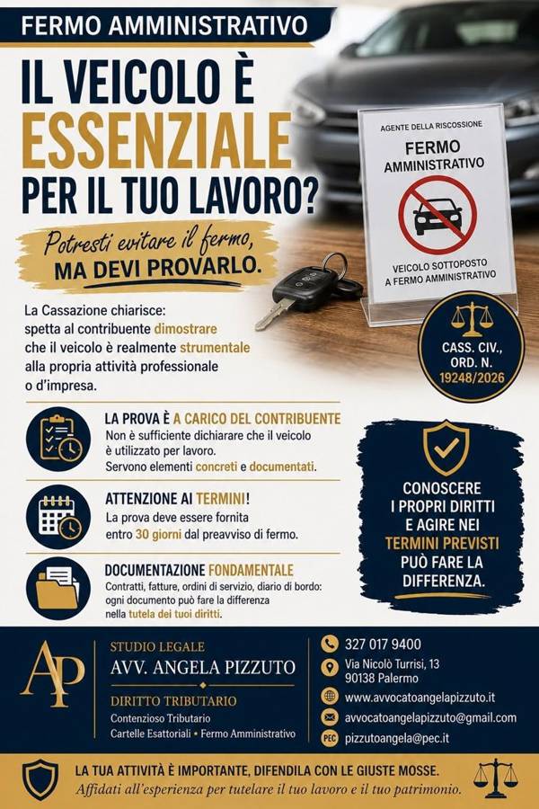 Fermo amministrativo del veicolo essenziale per il lavoro